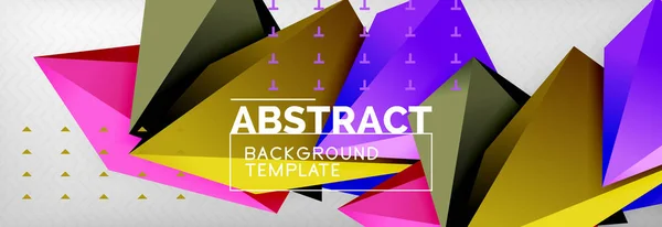 Composição triangular colorida brilhante do poli 3d, fundo geométrico abstrato, projeto mínimo, modelo futurista poligonal do cartaz — Vetor de Stock