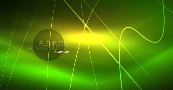 Neon gloeiende magische achtergrond, neon banner, nacht hemel achtergrond. Magische lichteffect. Christmas abstract patroon. — Stockvector