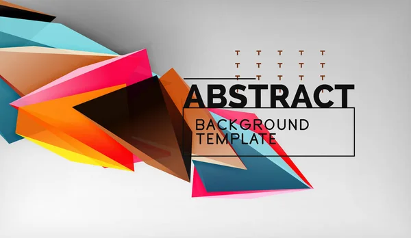 3D geometrické trojúhelníkové tvary abstraktní pozadí, barevné trojúhelníky složení na šedém pozadí, podnikání nebo hi-tech koncepční tapety — Stockový vektor