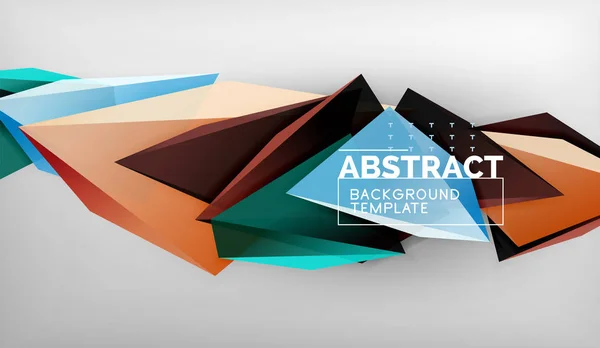 3d formas geométricas triangulares fondo abstracto, composición de triángulos de color sobre fondo gris, fondo de pantalla conceptual de negocios o alta tecnología — Vector de stock