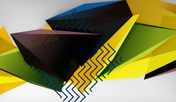 Triangles de couleur abstraits fond géométrique. Mosaïque triangulaire bas style poly — Image vectorielle
