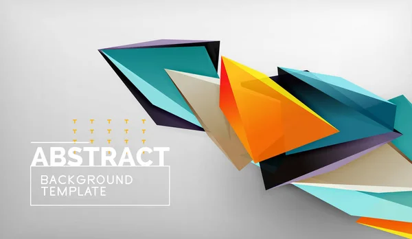 3D trójkątne kształty geometryczne streszczenie tło, kolor kompozycja trójkątów na szare tło, biznes lub hi-tech pojęciowy tapeta — Wektor stockowy