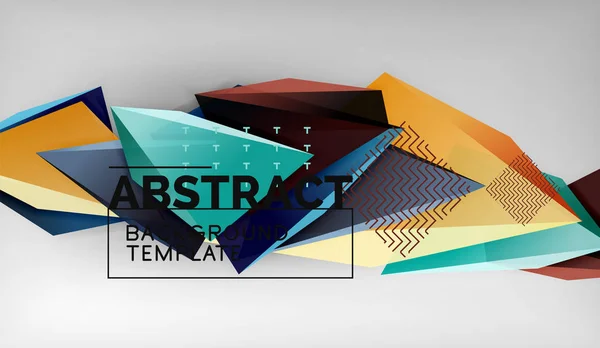 3d геометрические треугольные формы абстрактный фон, композиция цветовых треугольников на сером фоне, бизнес или высокотехнологичные концептуальные обои — стоковый вектор