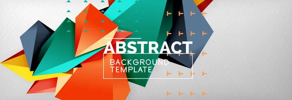 Bright colorful triangular poly 3d composition, abstract geometric background, minimal design, polygonal futuristic poster template — Stock Vector