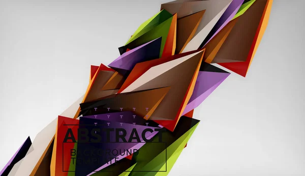 3D geometriska trekantiga former abstrakt bakgrund, färg trianglar sammansättning på grå bakgrund, business eller hi-tech konceptuella tapeter — Stock vektor