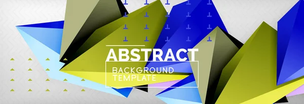 Bright colorful triangular poly 3d composition, abstract geometric background, minimal design, polygonal futuristic poster template — Stock Vector