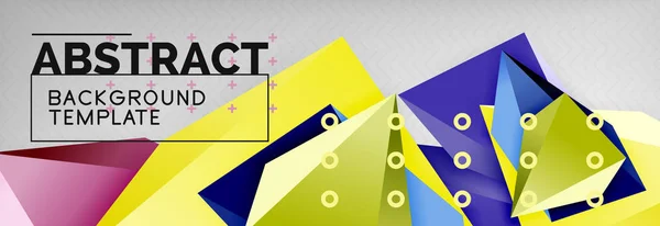 Composition poly 3d triangulaire colorée lumineuse, fond géométrique abstrait, design minimal, gabarit d'affiche futuriste polygonal — Image vectorielle