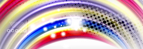 Abstrakte Wellenlinien flüssige Flüssigkeit Regenbogen Stil Farbstreifen Hintergrund. künstlerische Illustration für Präsentation, App-Wallpaper, Banner oder Poster — Stockvektor