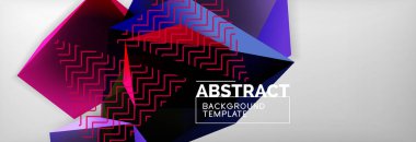 Koyu renkli geometrik arka plan, 3d şekiller