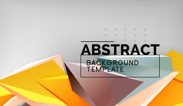 3D geometrické trojúhelníkové tvary abstraktní pozadí, barevné trojúhelníky složení na šedém pozadí, podnikání nebo hi-tech koncepční tapety — Stockový vektor