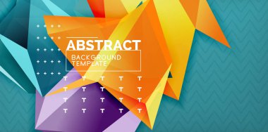 Renkli geometrik arka plan, en az düzeyde soyutlama tasarım mozaik tarzı 3d şekil, vektör modern afiş tasarımı ile