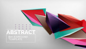 3D geometrické trojúhelníkové tvary abstraktní pozadí, barevné trojúhelníky složení na šedém pozadí, podnikání nebo hi-tech koncepční tapety