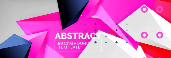 Bright colorful triangular poly 3d composition, abstract geometric background, minimal design, polygonal futuristic poster template — Stock Vector