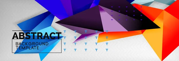 Fond abstrait, couleur volante composition géométrique triangles sur gris — Image vectorielle