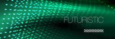 Işık parçacıkları karanlık neon uzayda parlayan, magic kızdırma parlak arka plan