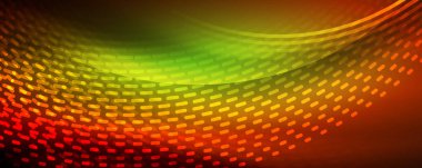 Işık parçacıkları karanlık neon uzayda parlayan, magic kızdırma parlak arka plan