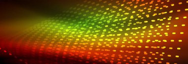 Işık parçacıkları karanlık neon uzayda parlayan, magic kızdırma parlak arka plan