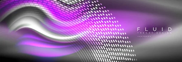 Flüssige Farben Mischen glühender Neonwellen Hintergrund, holographische Textur — Stockvektor