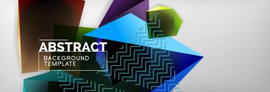 Koyu renkli geometrik arka plan, 3d şekiller