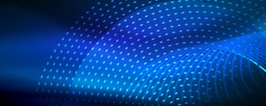 Işık parçacıkları karanlık neon uzayda parlayan, magic kızdırma parlak arka plan