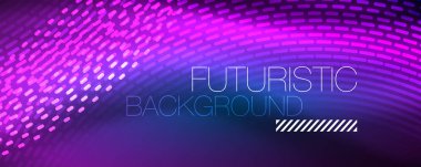 Işık parçacıkları karanlık neon uzayda parlayan, magic kızdırma parlak arka plan