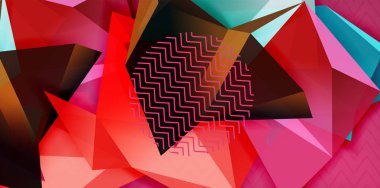 Renkli geometrik arka plan, en az düzeyde soyutlama tasarım mozaik tarzı 3d şekil ile