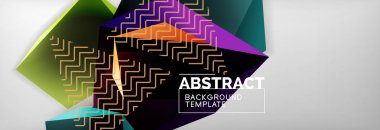 Koyu renkli geometrik arka plan, 3d şekiller