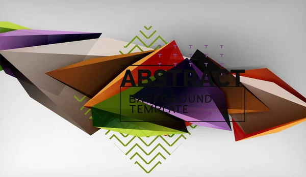 3d formes géométriques triangulaires fond abstrait, composition de triangles de couleur sur fond gris, papier peint conceptuel d'affaires ou de haute technologie — Image vectorielle