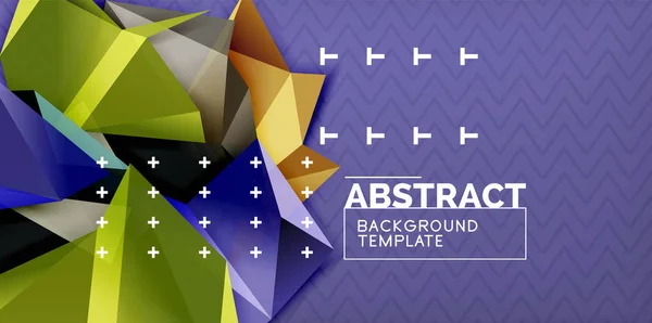 Vector triangular 3d geometric shapes background, modern poster design — Stock Vector