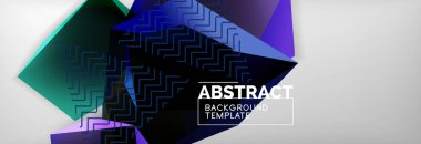 Koyu renkli geometrik arka plan, 3d şekiller