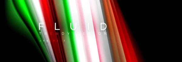검정, 현대 추상적인 배경에 밝은 다채로운 액체 액체 라인 — 스톡 벡터