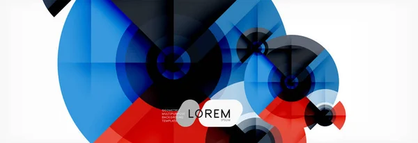 Minimale geometrische cirkels en driehoeken abstract achtergrond, techno moderne design, poster sjabloon — Stockvector