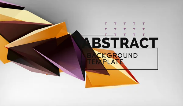 3d geometric triangular shapes abstract background, color triangles composition on grey backdrop, business or hi-tech conceptual wallpaper — Stock Vector