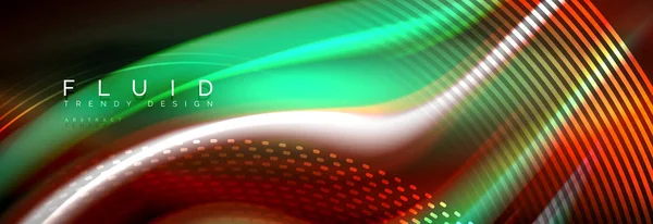 Colores fluidos que mezclan fondo de onda de neón brillante, textura holográfica — Archivo Imágenes Vectoriales