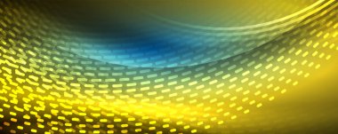 Işık parçacıkları karanlık neon uzayda parlayan, magic kızdırma parlak arka plan