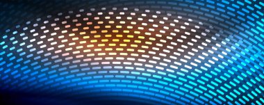 Işık parçacıkları karanlık neon uzayda parlayan, magic kızdırma parlak arka plan