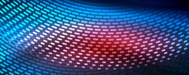 Işık parçacıkları karanlık neon uzayda parlayan, magic kızdırma parlak arka plan