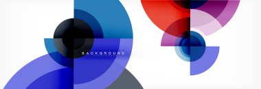 En az geometrik daireler ve üçgenler soyut arka plan, techno modern tasarımı, afişi şablonu