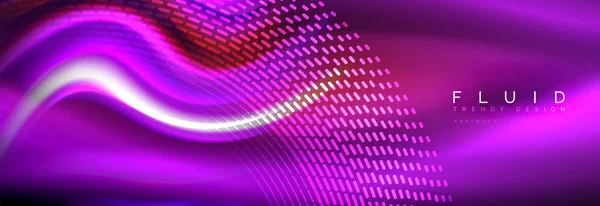 Flüssige Farben Mischen glühender Neonwellen Hintergrund, holographische Textur — Stockvektor