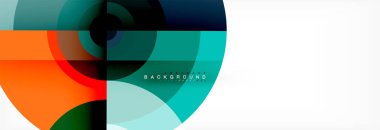 En az geometrik daireler ve üçgenler soyut arka plan, techno modern tasarımı, afişi şablonu