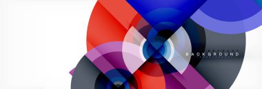 En az geometrik daireler ve üçgenler soyut arka plan, techno modern tasarımı, afişi şablonu