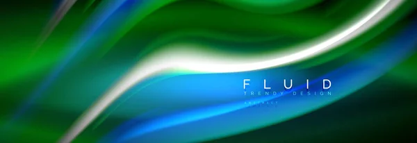 Fondo de líneas de onda de neón de color fluido, plantilla de pintura futurista de color líquido de neón — Archivo Imágenes Vectoriales