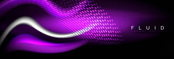 Fundo de linhas de onda de néon de cor fluida, modelo de tinta futurista de cor líquida de néon —  Vetores de Stock