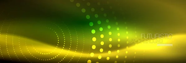Sárga neon absztrakt háttér pontozott körök — Stock Vector
