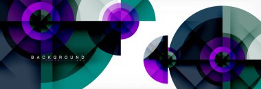 En az geometrik daireler ve üçgenler soyut arka plan, techno modern tasarımı, afişi şablonu