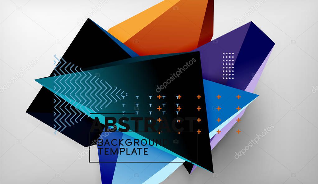 Abstract color triangles geometric background. Mosaic triangular low poly style