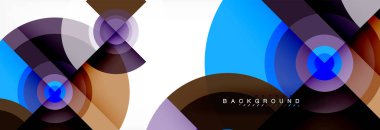 En az geometrik daireler ve üçgenler soyut arka plan, techno modern tasarımı, afişi şablonu