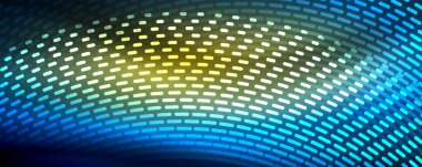 Işık parçacıkları karanlık neon uzayda parlayan, magic kızdırma parlak arka plan