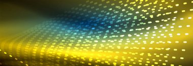 Işık parçacıkları karanlık neon uzayda parlayan, magic kızdırma parlak arka plan