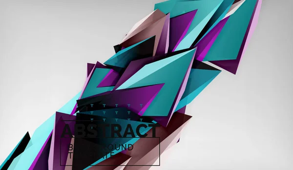 3D geometrische driehoekige vormen abstract achtergrond, kleur driehoeken samenstelling op grijze achtergrond, zakenreis of hi-tech conceptuele behang — Stockvector